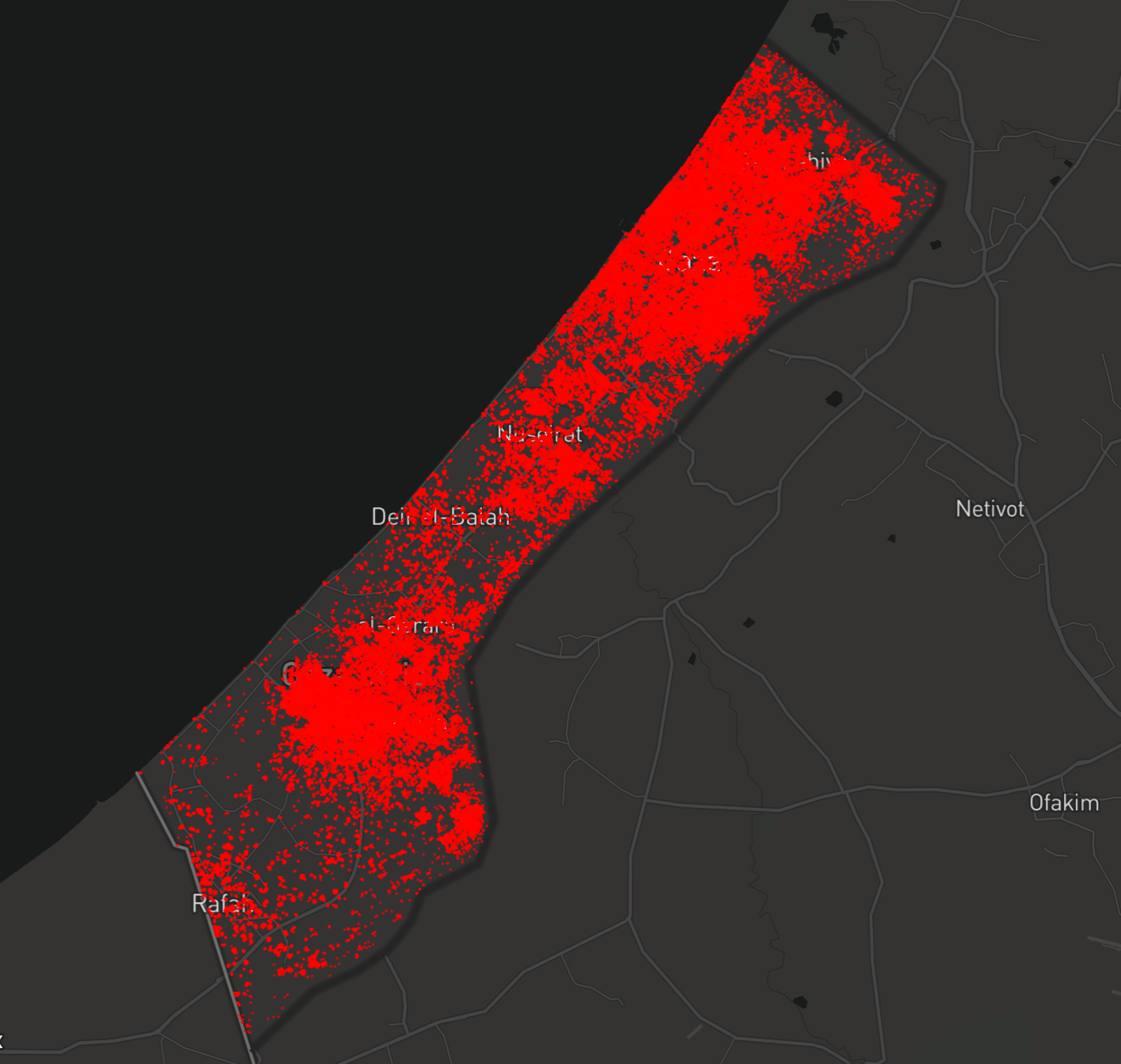 Map of Gaza's destruction